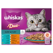 Whiskas Duo teljes értékű nedves eledel felnőtt macskáknak aszpikban 12 x 85 g (1,02 kg)