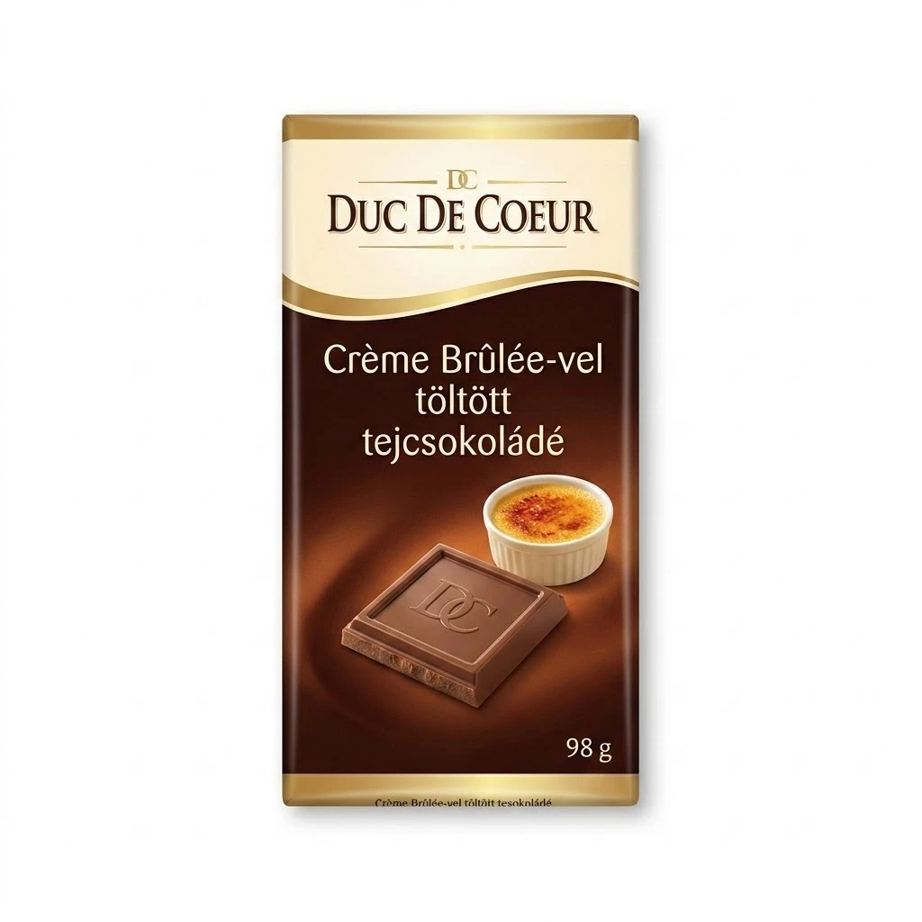 DUC DE COEUR Crème Brûlée-vel töltött tejcsokoládé