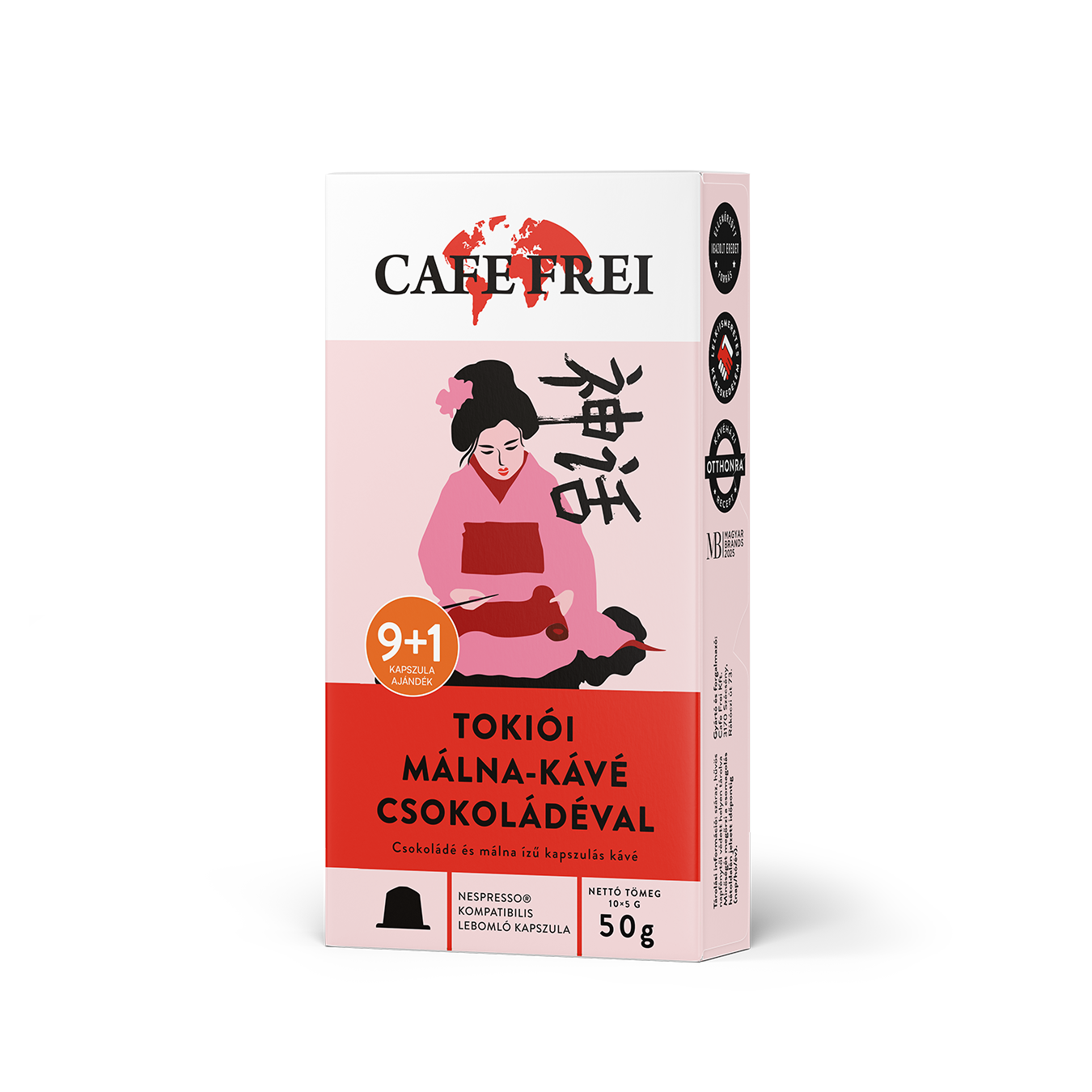 Cafe Frei Tokiói málna-kávé csokoládéval Nespresso kompatibilis kapszula 9 + 1 db