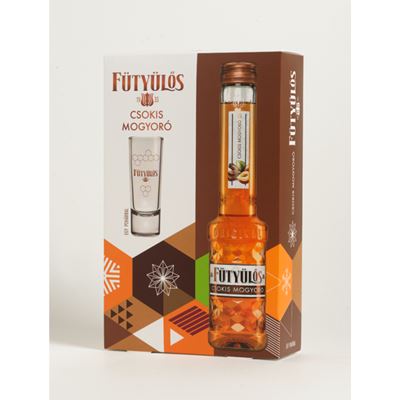 Fütyülős Csokis Mogyoró Ízű Likőr Pohárral Papírdíszdobozban 22,5% 500 ml