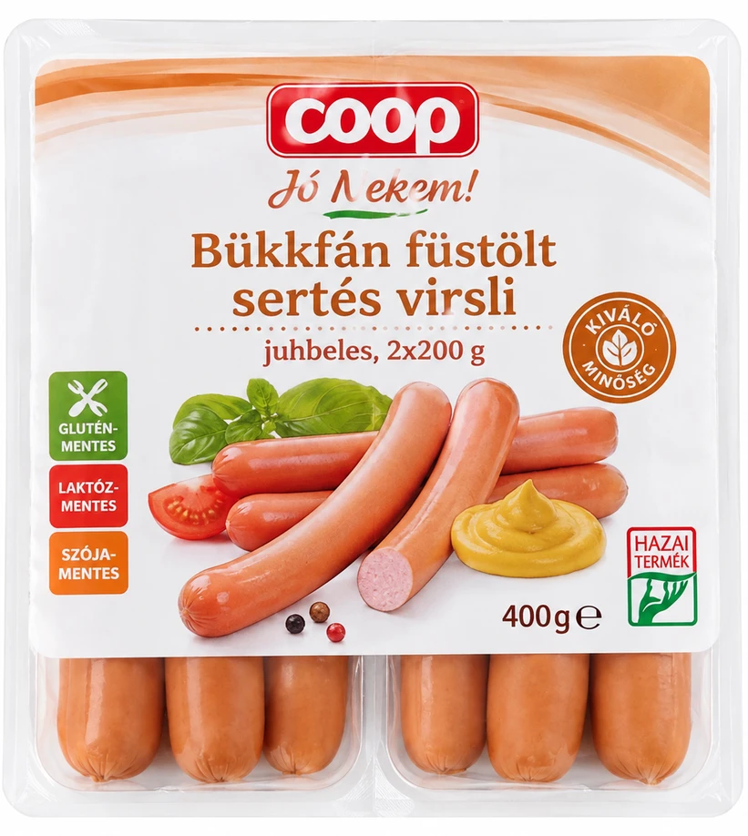 Coop Jó Nekem! Bükkfán füstölt sertés virsli