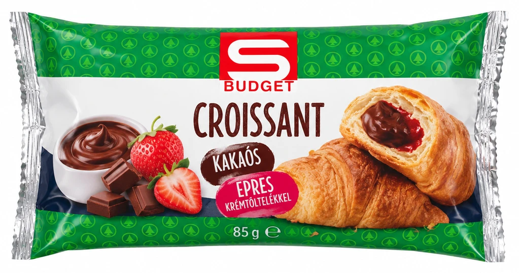 S-Budget croissant kakaós, epres krémtöltelékkel