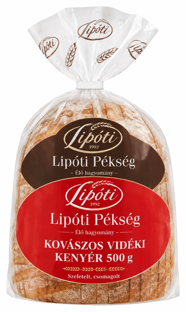 Lipóti kenyér kovászos, kovászos vidéki; szeletelt, csomagolt