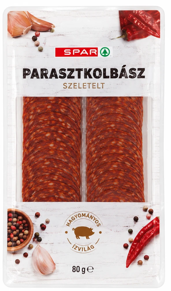 SPAR parasztkolbász szeletelt, csomagolt