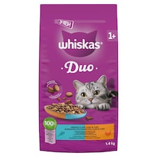 Whiskas Duo teljes értékű szárazeledel felnőtt macskák számára tonhallal és csirkével 1,4 kg