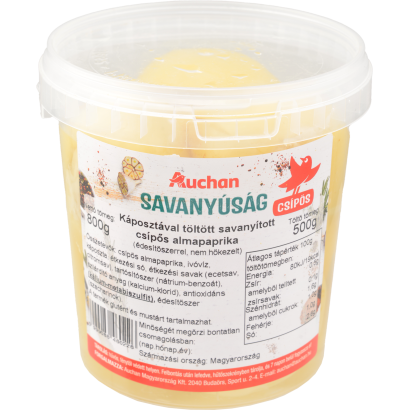 Auchan Kedvenc Káposztával töltött, savanyított almapaprika, csípős 500 g