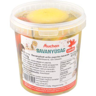 Auchan Kedvenc Savanyított erős paprika keverék csípős vödrös 400 g