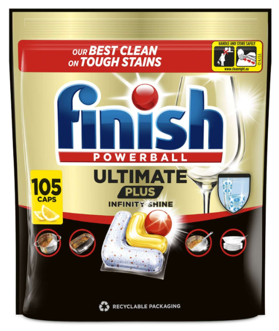 Finish Ultimate Plus Infinity Shine mosogatógép kapszula, Citrom illatú