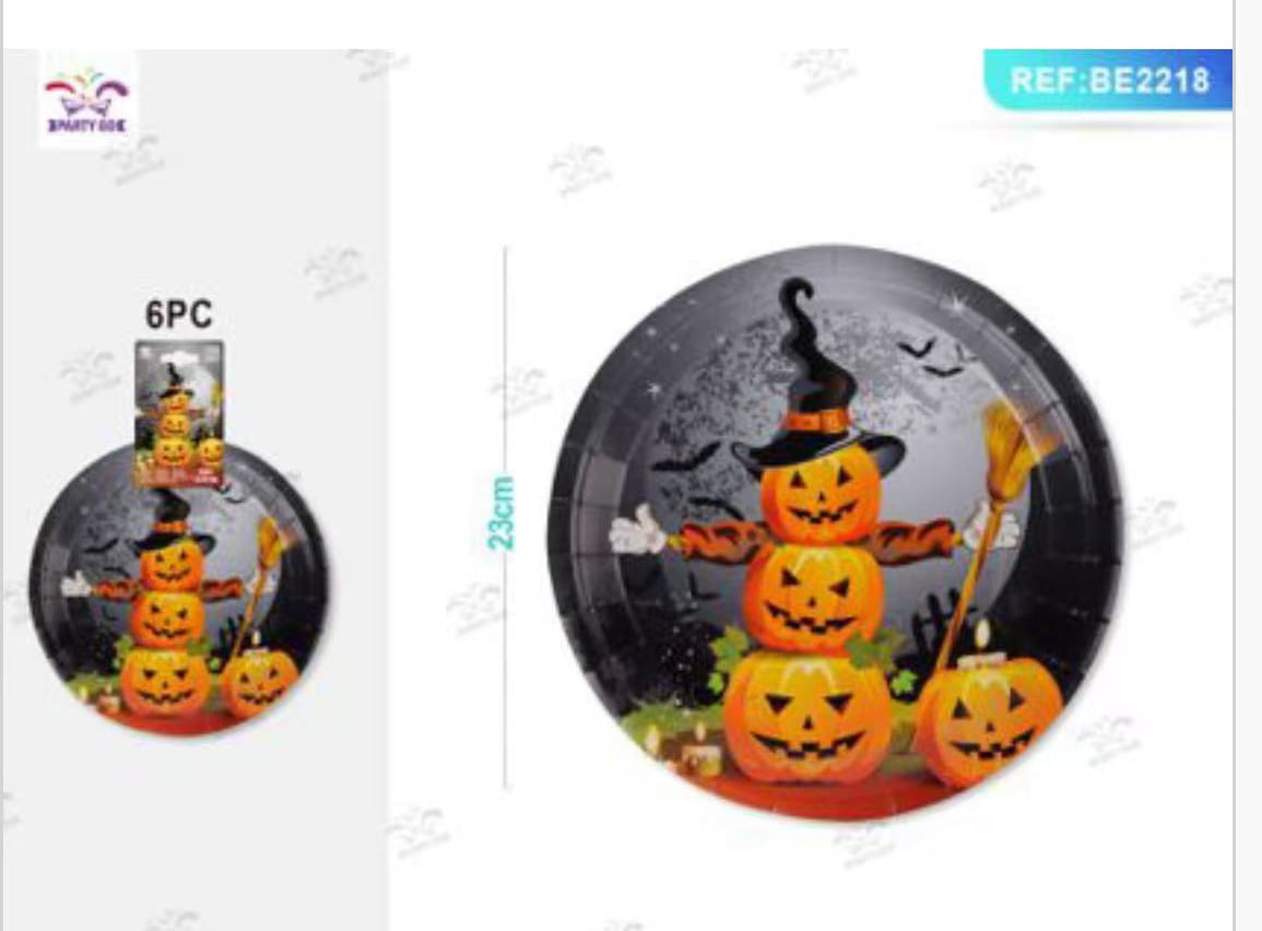 Halloween Papír Tányér 6 darabos 23 cm