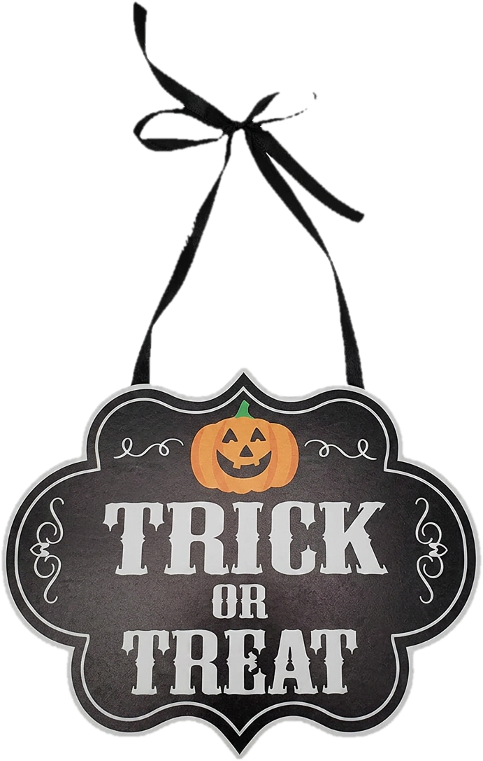 Fa akasztós tábla Trick or treat 24x20 cm