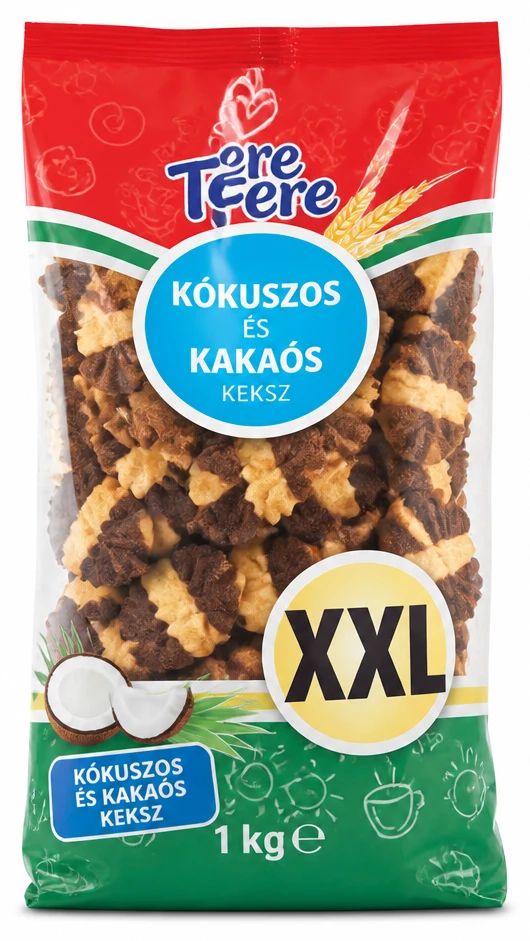 Tere Fere XXL kókuszos és kakaós keksz