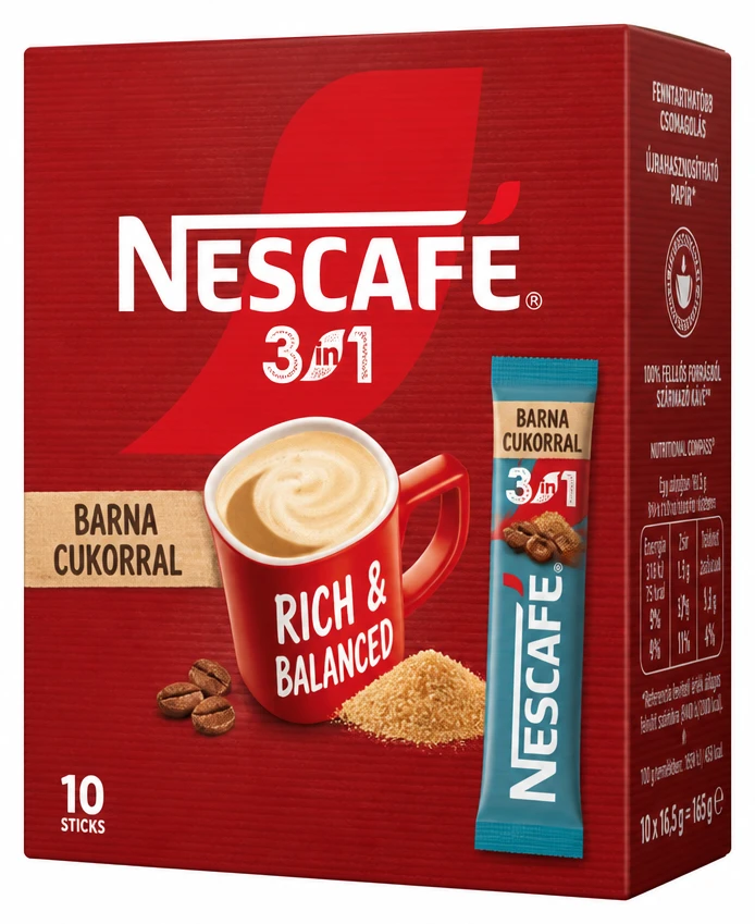 Nescafé azonnal oldódó káváspecialitás 3 in 1 Barna cukorral