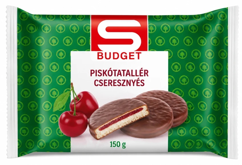 S-BUDGET piskótatallér cseresznyés