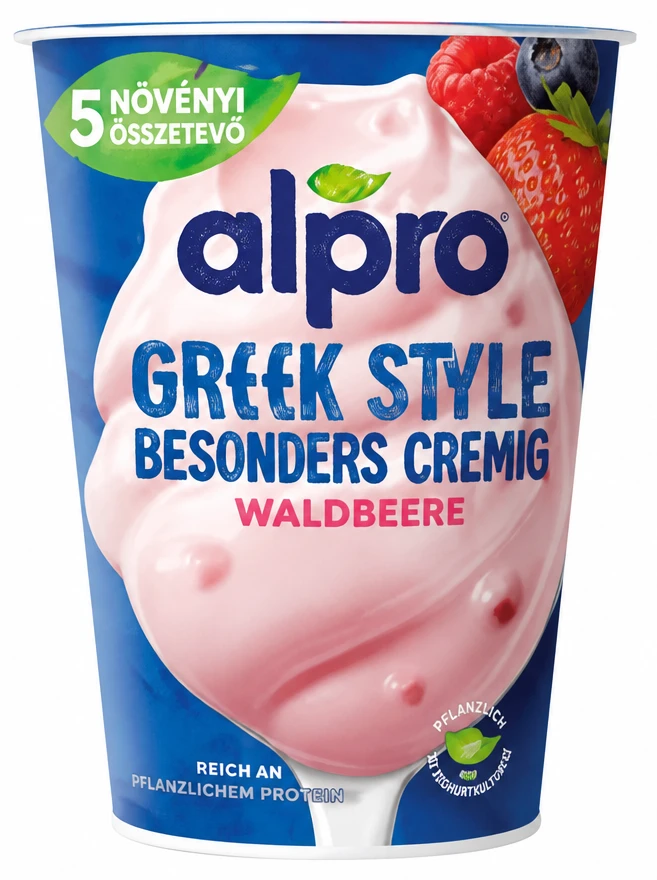 Alpro görög stílusú szójagurt natúr, erdei gyümölcsös