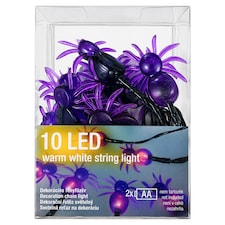 Fall Meister FM0081 10 LED-es elemes melegfehér dekorációs fényfűzér lila pókokkal