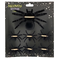 Halloween fekete pók dekoráció 7 db
